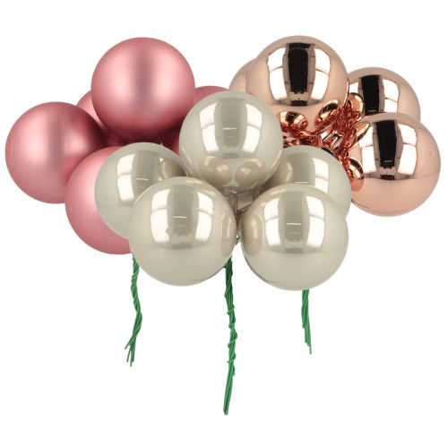 Floristik24 Mini julkulor glas rosa grå tråd Ø40mm 32 st