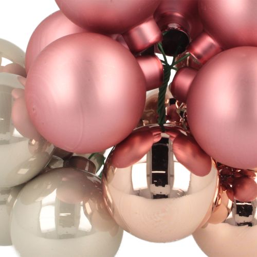 Artikel Mini julkulor glas rosa grå tråd Ø40mm 32 st