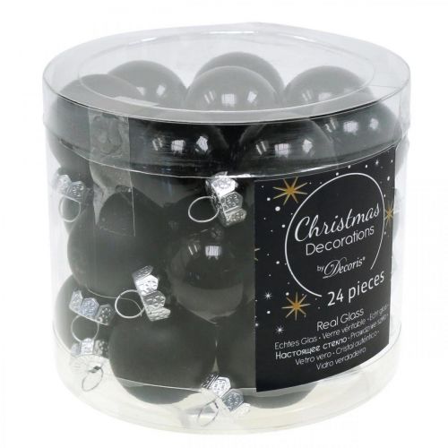 Artikel Mini julkulor glas svart glans/matt Ø2,5cm 24 st