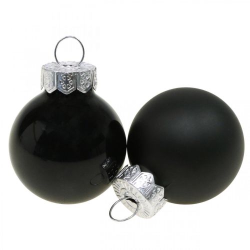Mini julkulor glas svart glans/matt Ø2,5cm 24p
