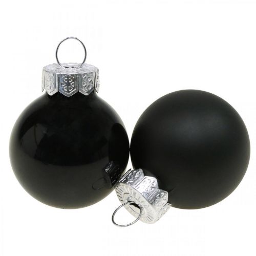 Artikel Mini julkulor glas svart glans/matt Ø2,5cm 24 st