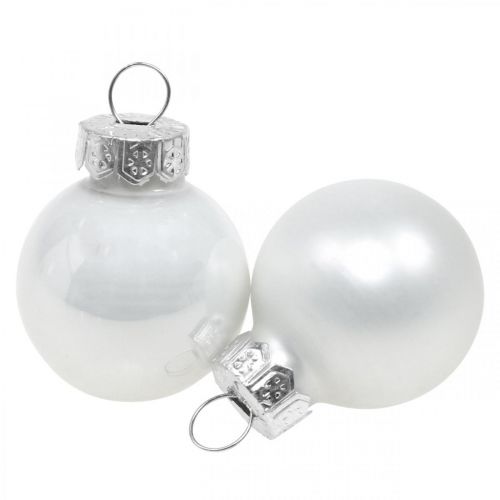 Artikel Mini julkulor glas vit glans/matt Ø2,5cm 24 st