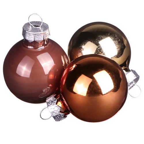 Mini julkulor guldbrun mix glas Ø3,5cm 22 st