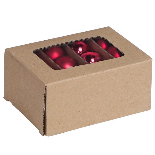 Artikel Mini julkulor röd glas matt glans Ø3cm 22 st