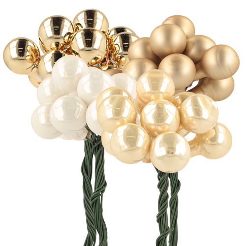 Floristik24 Mini julkulor på tråd guld, kräm Ø1,5 cm 140 st