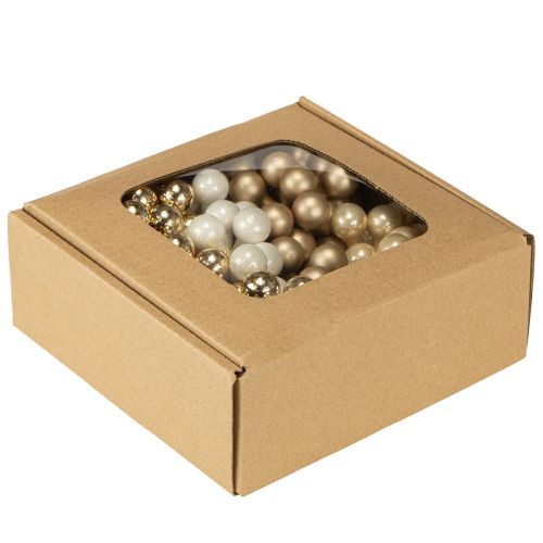 Artikel Mini julkulor på tråd guld, kräm Ø1,5 cm 140 st