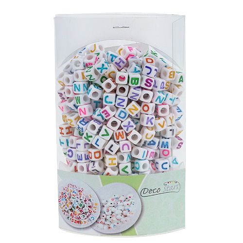Floristik24 Mini kuber med bokstäver 7mm färgade 90g