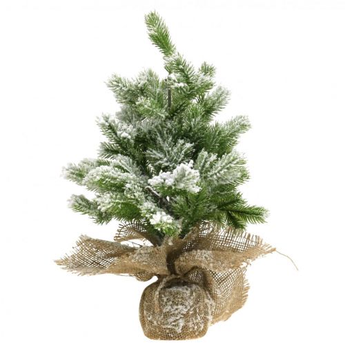 Artikel Mini julgran i säck snöig Ø25cm H42cm