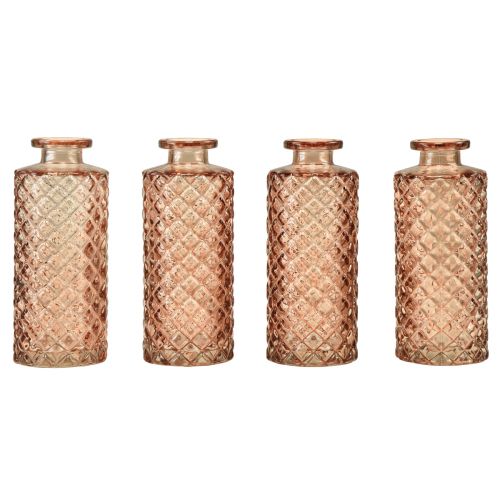 Floristik24 Mini glasvas diamant kristall look brun H13,5cm 4st