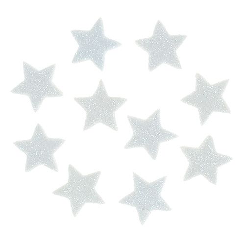 Floristik24 Mini glitter stjärna 2,5 cm vit 48st