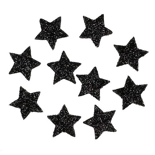 Mini glitterstjärna svart 2,5 cm 96 st