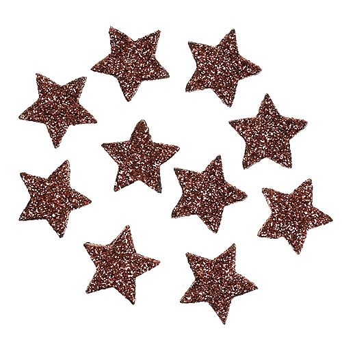 Floristik24 Mini glitterstjärna för att strö brun 2,5cm 48 st