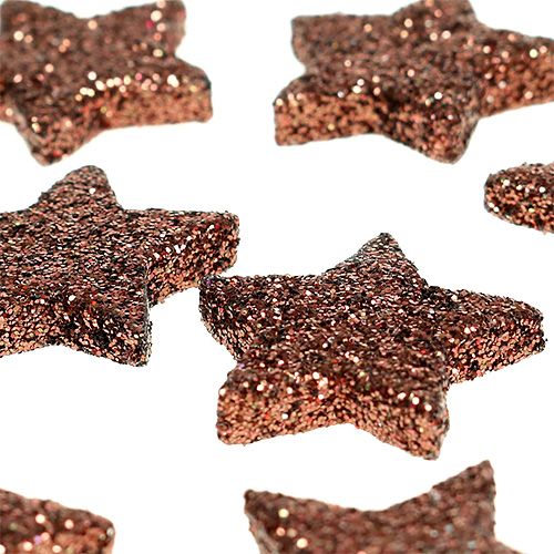 Artikel Mini glitterstjärna för spridning av bruna 2,5 cm 48st