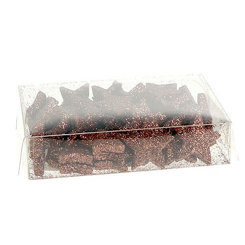 Floristik24 Mini glitterstjärna för att strö brun 2,5cm 48 st
