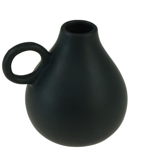 Artikel Mini keramisk vas svart handtag keramisk dekoration H8,5cm