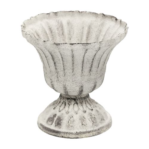 Floristik24 Minikopp Vas Metall Bägare Vit Grå Antik Ø8cm H8cm