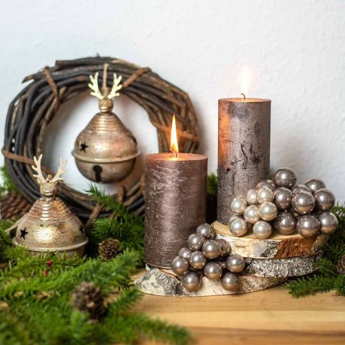 Floristik24 Mini julgranskula kräm, grå spegelbär glas Ø20mm 140p