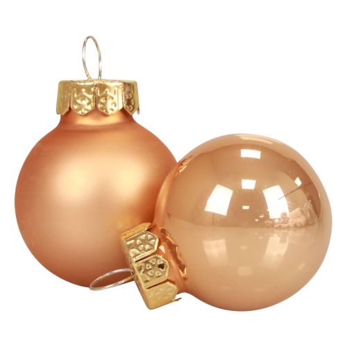 Floristik24 Mini julkulor glas aprikos glans/matt Ø2,5cm 20 st