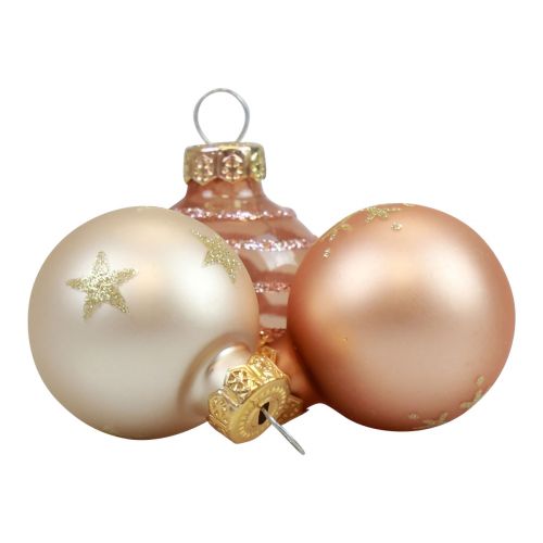 Floristik24 Mini julkulor glas kräm koppar glaskulor Ø3cm 9st