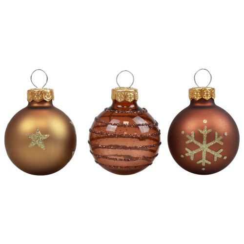 Floristik24 Mini julkulor glas guldbruna glaskulor Ø3cm 9st