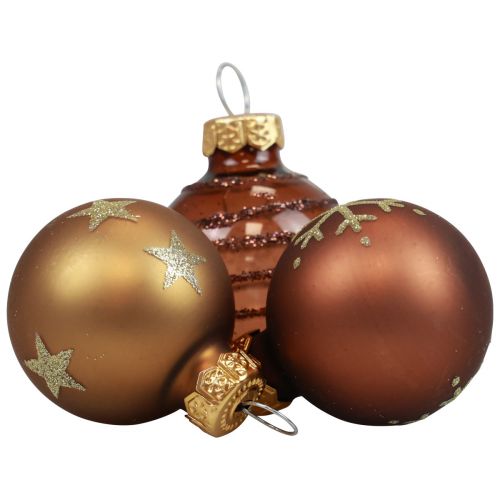 Floristik24 Mini julkulor glas guldbruna glaskulor Ø3cm 9st