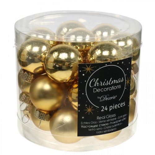 Artikel Mini julkulor glas guld Ø2,5cm 24 st