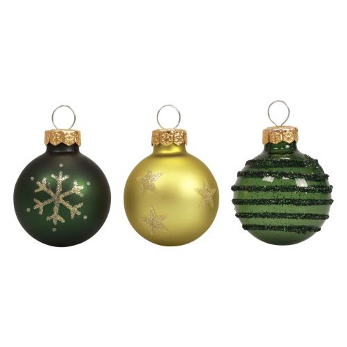 Floristik24 Mini julkulor glas grönguld glaskulor Ø3cm 9st