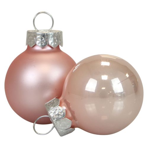 Mini julkulor glas rosa matt/blank Ø2,5cm 20st