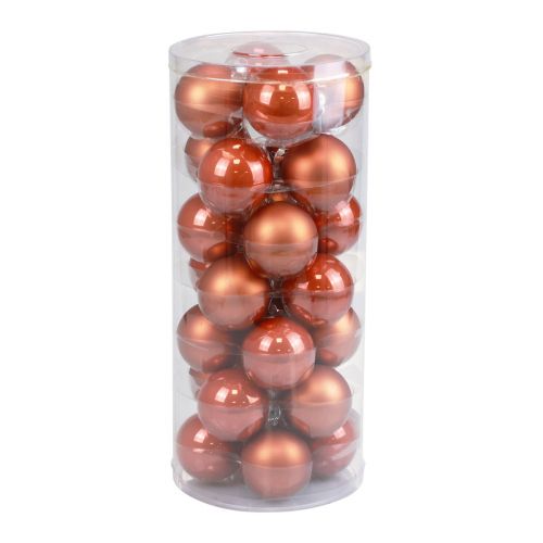 Floristik24 Minijulkulor glas rödbruna glaskulor Ø4cm 24 st