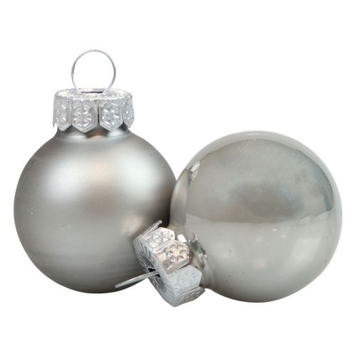 Floristik24 Mini julkulor glas silver glans/matt Ø2,5cm 20 st