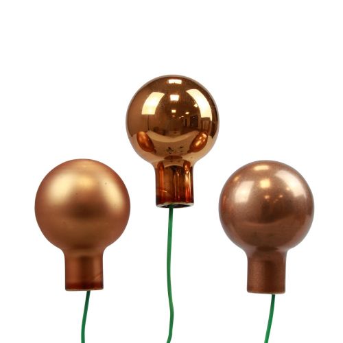 Floristik24 Mini julkulor på trådglas orange Ø2,5cm 140 st
