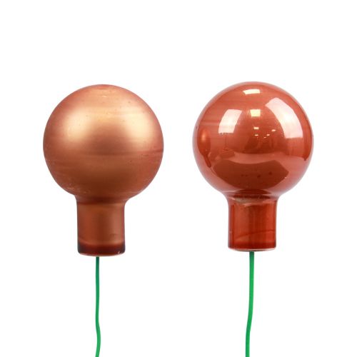 Artikel Mini julkulor på trådglas röd orange Ø2cm 140 st