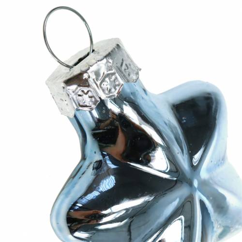 Floristik24 Mini-julgransdekorationer blandade blandat glasvitt, blått 12st