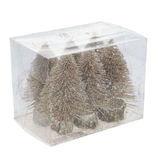 Floristik24 Mini julgran guld med glitter 6st