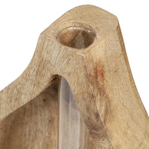 Artikel Minivas glas provrör klar trä dekoration naturlig H17cm 2st