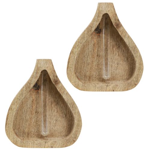 Artikel Minivas glas provrör klar trä dekoration naturlig H17cm 2st