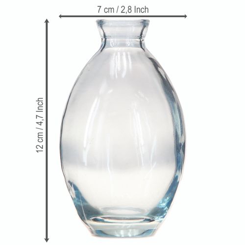 Artikel Minivaser, lökformade dekorativa vaser i glas, blåtonade, H12cm, 6 st