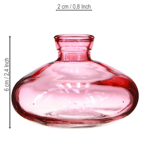 Artikel Minivaser glas lökformade platta rosa tonade Ø9cm H6cm 6 st