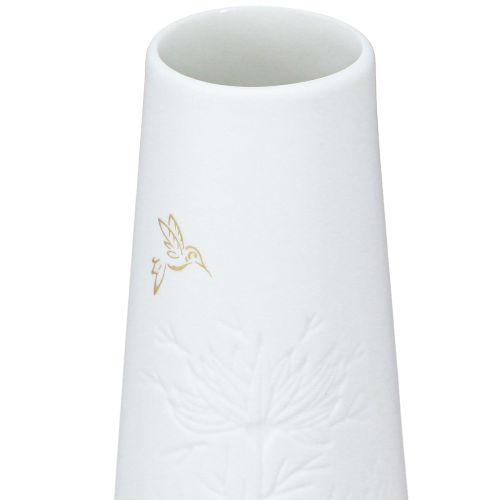 Artikel Porslinsvas vit med guldmotiv – Elegant blomstervas i set om 3 H12cm 3 st