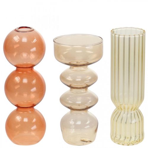 Floristik24 Minivaser Glas Dekorativa glasvaser Färgade H15,5-17cm Set om 3