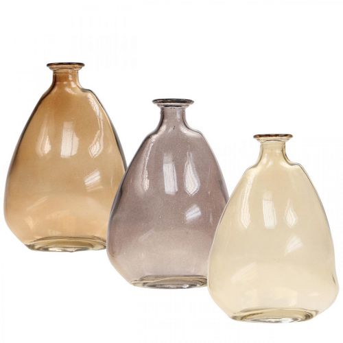 Minivaser glas dekorativa vaser gul, lila, brun H12cm 3st