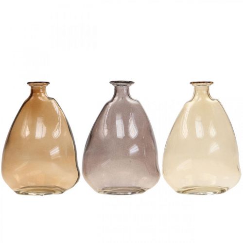Artikel Minivaser glas dekorativa vaser gul, lila, brun H12cm 3st