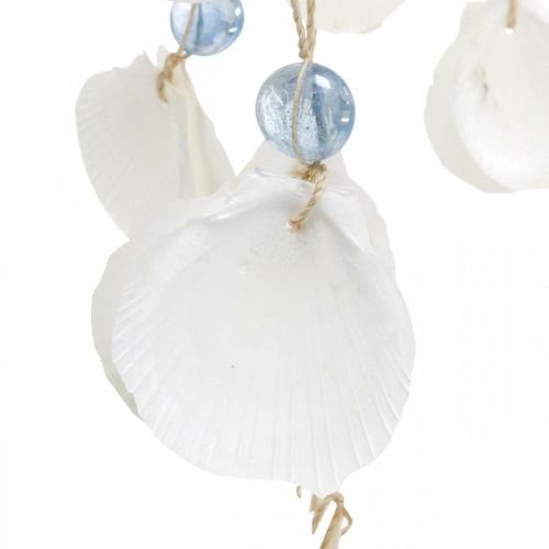 Artikel Mobila snäckskal vindklockor maritim dekoration för att hänga vit, blå 46cm