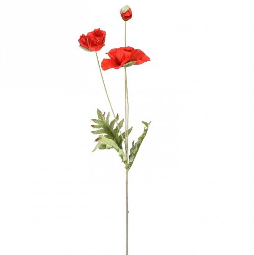 Artikel Vallmo dekorativ trädgårdsblomma med 3 blommor röd L70cm