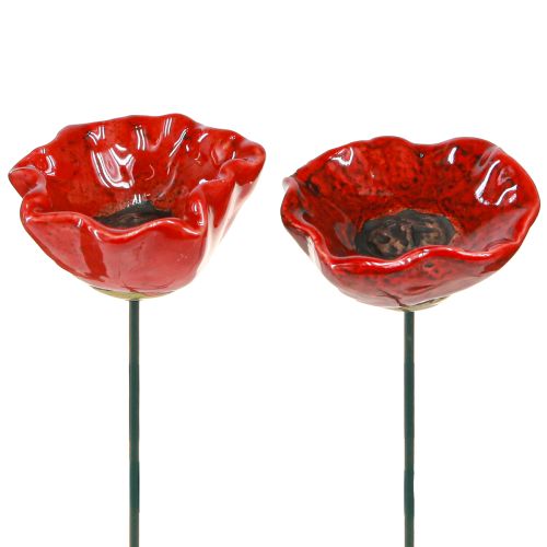 Floristik24 Vallmo keramik dekorativ blomplugg vallmoröd 5cm 8 st