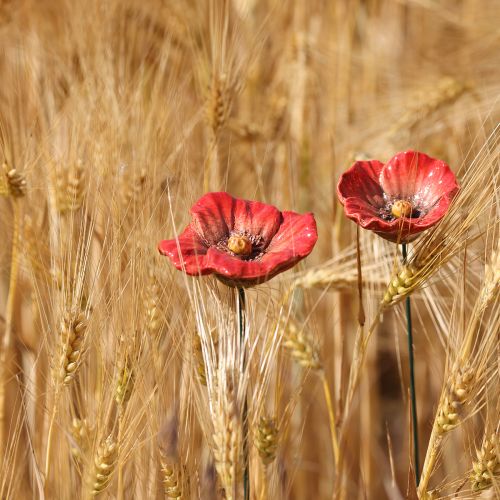 Artikel Keramisk vallmoblomma romantisk dekoration för vårträdgård och blomsterrabatter 31 cm 6 st