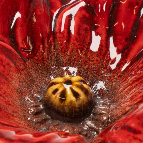 Artikel Trädgårdspåke vallmo i keramik, ovanlig design för rabatter, 52 cm, 2 stycken