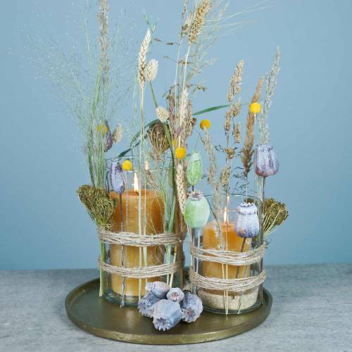 Floristik24 Konstgjorda vallmo kapslar gul, brun 6st