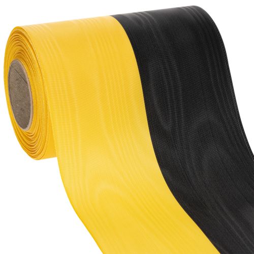 Moiréband 150mm gulsvart - sorgband, skärp, dekoration, klubbband - 25m rulle köpa | Floristik24.se