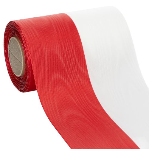 Artikel Moiré kransband, sorgband vitrött, dekorband 150 mm, minnesband fleur, acetattaft 25 m